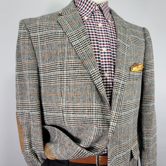 Linea Uomo Men's Sport Coat Wool Blend Heavy Flannel Plaid Luxury Fabric 50L - Picture 9 of 16